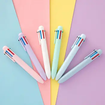 30ШТ Macaron 6-цветная шариковая ручка Однотонная Масляная ручка Многоцветная шариковая ручка Многофункциональная ручка для офисного ноутбука