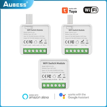 AUBESS 16A Mini Smart Switch 2/3/4 Gang с двусторонним Управлением Для Автоматизации Умного Дома APP Control Alexa Google Home Yandex Alice