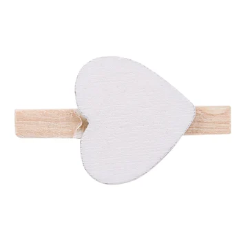 Маленькие мини-деревянные прищепки для одежды / декоративные прищепки с сердечками, белые