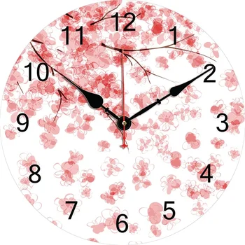 Настенные часы с розовыми цветами, Круглые Бесшумные Часы, настенные Навесные светильники, художественный декор для дома, спальни, гостиной, офиса