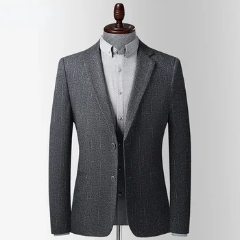 Новая осенне-зимняя куртка 2023 года, приталенная верхняя одежда, Элегантный повседневный высококачественный костюм для молодых мужчин для вечеринки и свадьбы