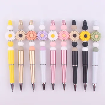 Ручки из бисера 3ШТ с множеством разноцветных бусин, ассорти из разделительных бусин, наборы для поделок, гелевые чернила, ручка из бисера, офис для рукоделия